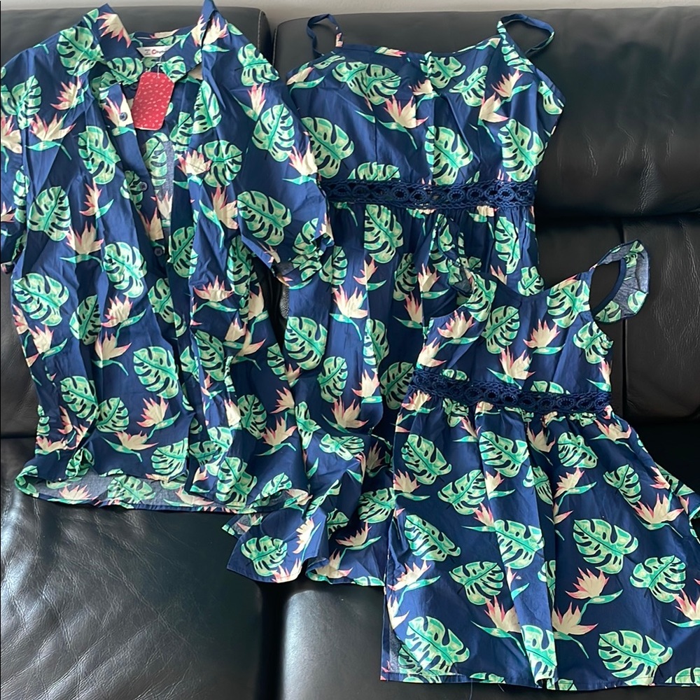 Tropical Leaf Print Matching Set